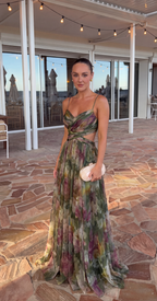 Iseline Floral Maxi Dress green