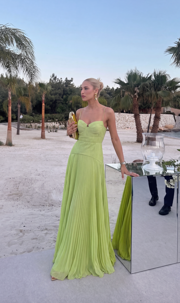 Perrine Crinkle Chiffon Maxi Dress green