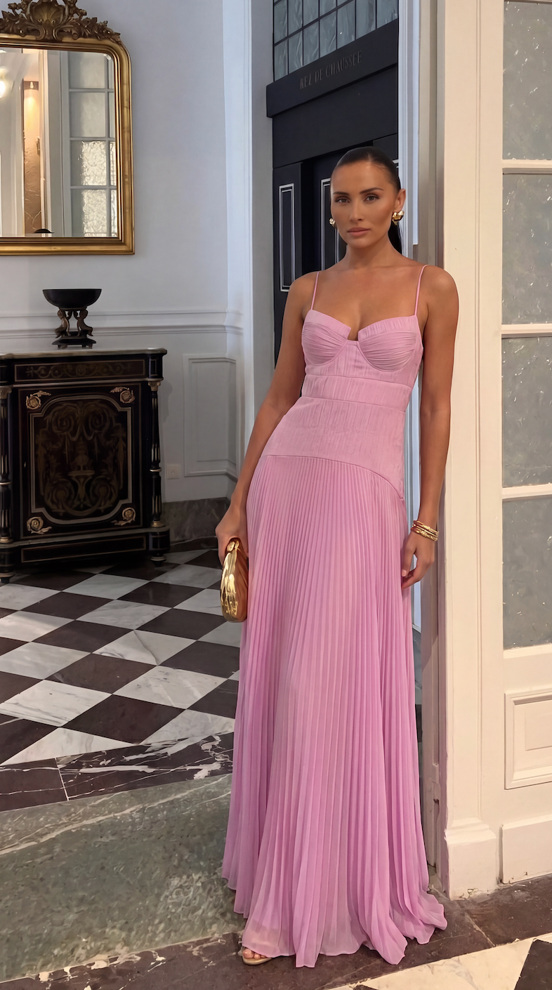 Perrine Crinkle Chiffon Maxi Dress pink
