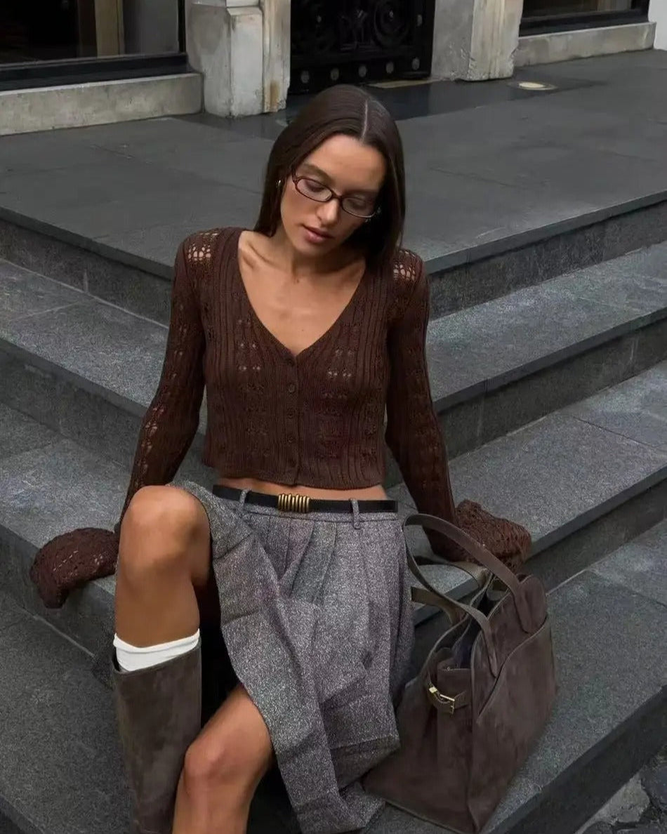 Kendall Flare Sleeve Crochet Knit Top