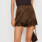 Kendall Lace Trim Satin Shorts