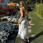 Kendall Lace Trim Polka Dot Maxi Dress