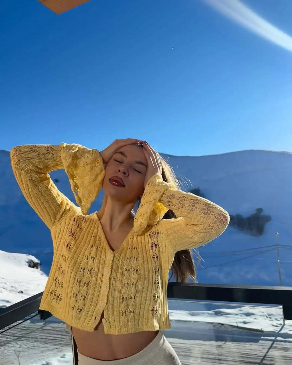 Kendall Flare Sleeve Crochet Knit Top