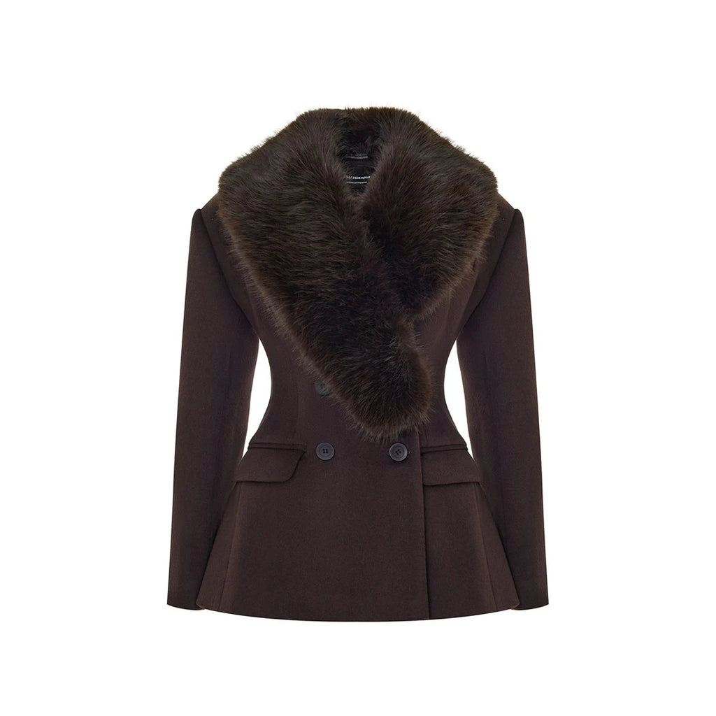 Banbury Faux Fur Collar Fitted Wool Coat - product
