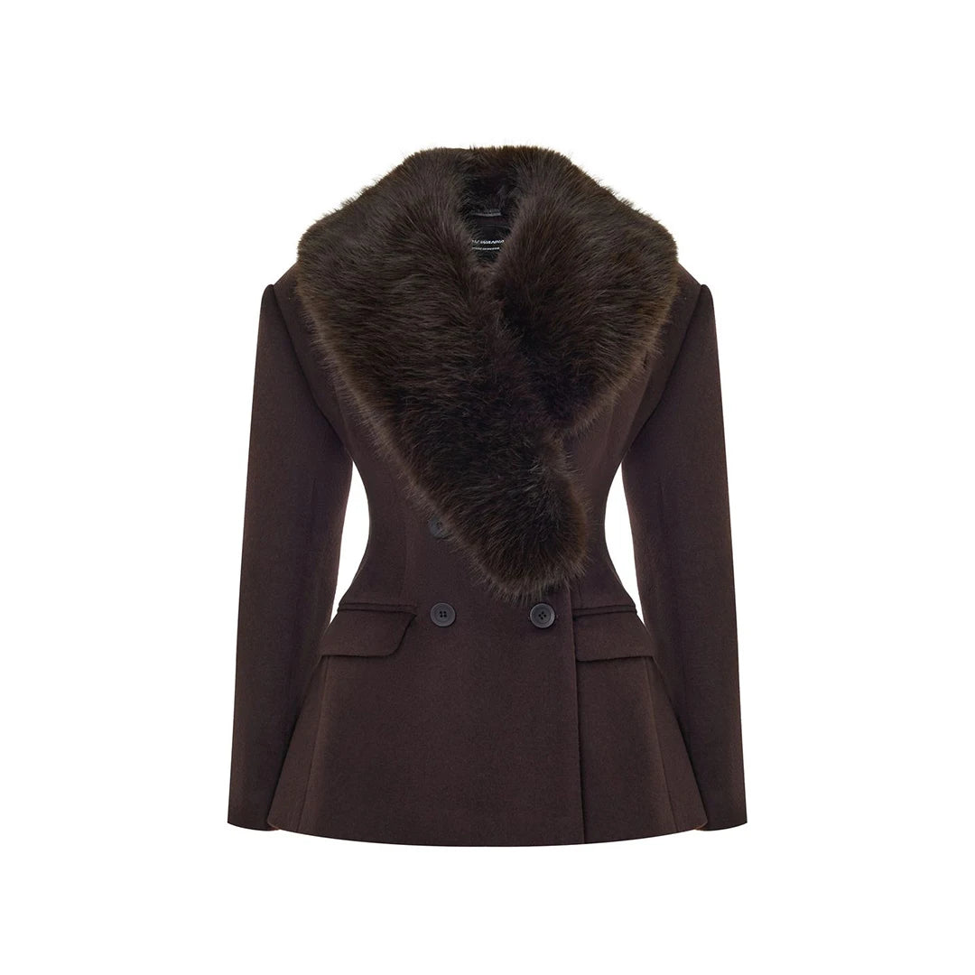 Banbury Faux Fur Collar Fitted Wool Coat - product