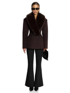Banbury Faux Fur Collar Fitted Wool Coat - front