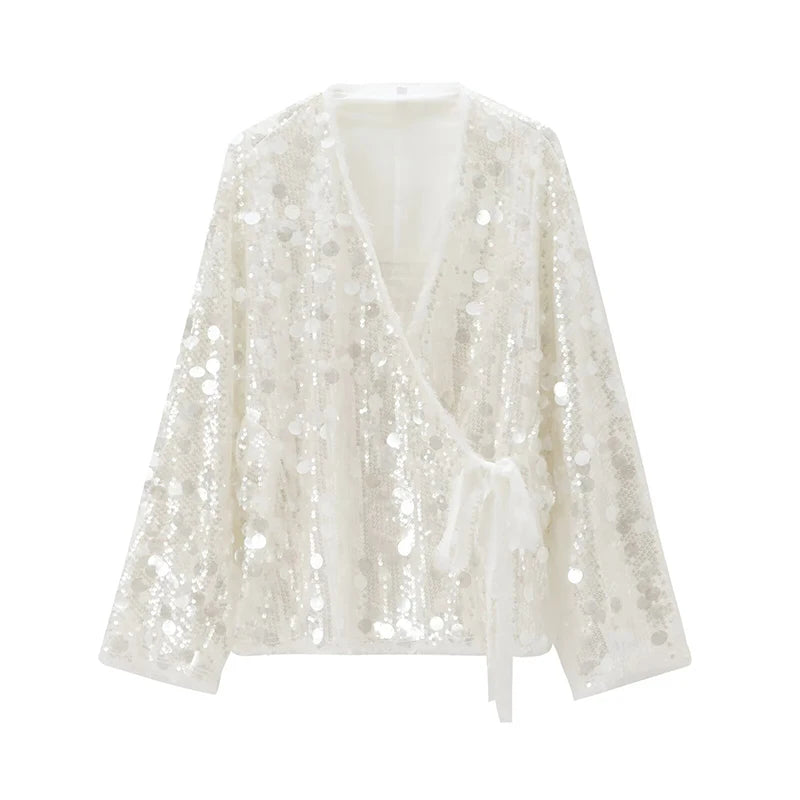 Mach & Aliza Sequin Kimono Top