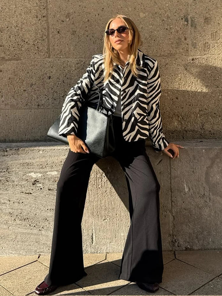Kendall Zebra Print Cropped Blazer