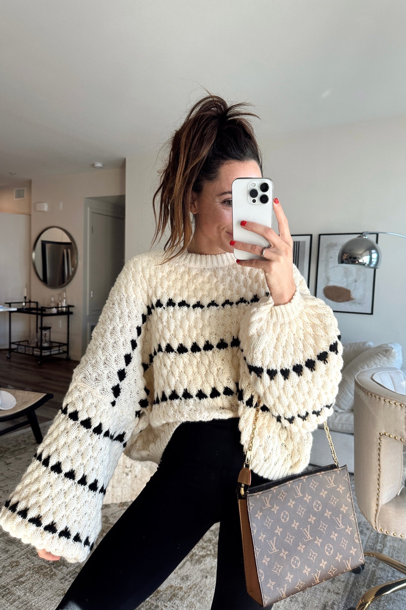 Modelo Puffer Sleeve Knit Sweater