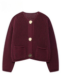 Diana Tricot Burgundy Knit Cardigan