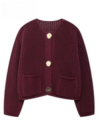 Diana Tricot Burgundy Knit Cardigan