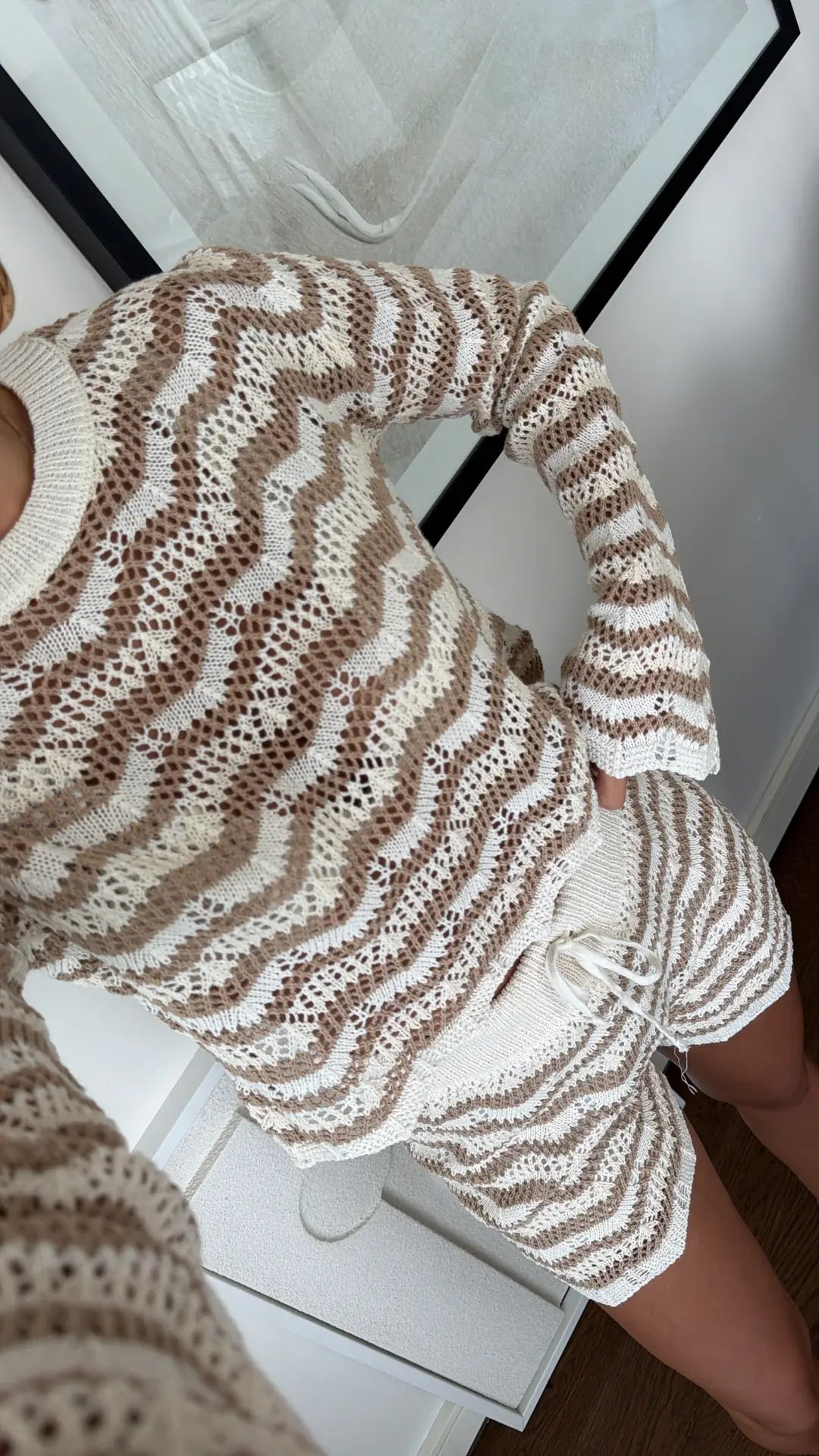 Kendall Crochet Knit Set – Brown detail