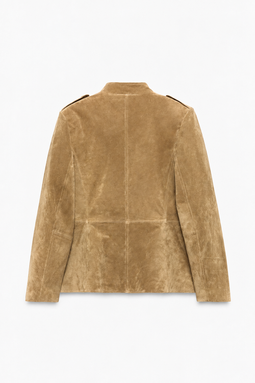 Banbury Military Suede Jacket in Camel – back