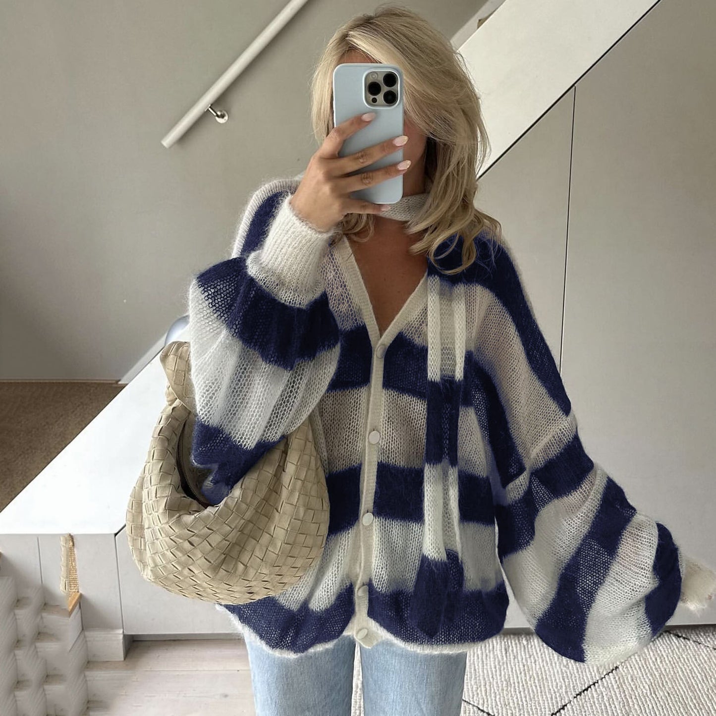 Diana Tricot Striped Cardigan