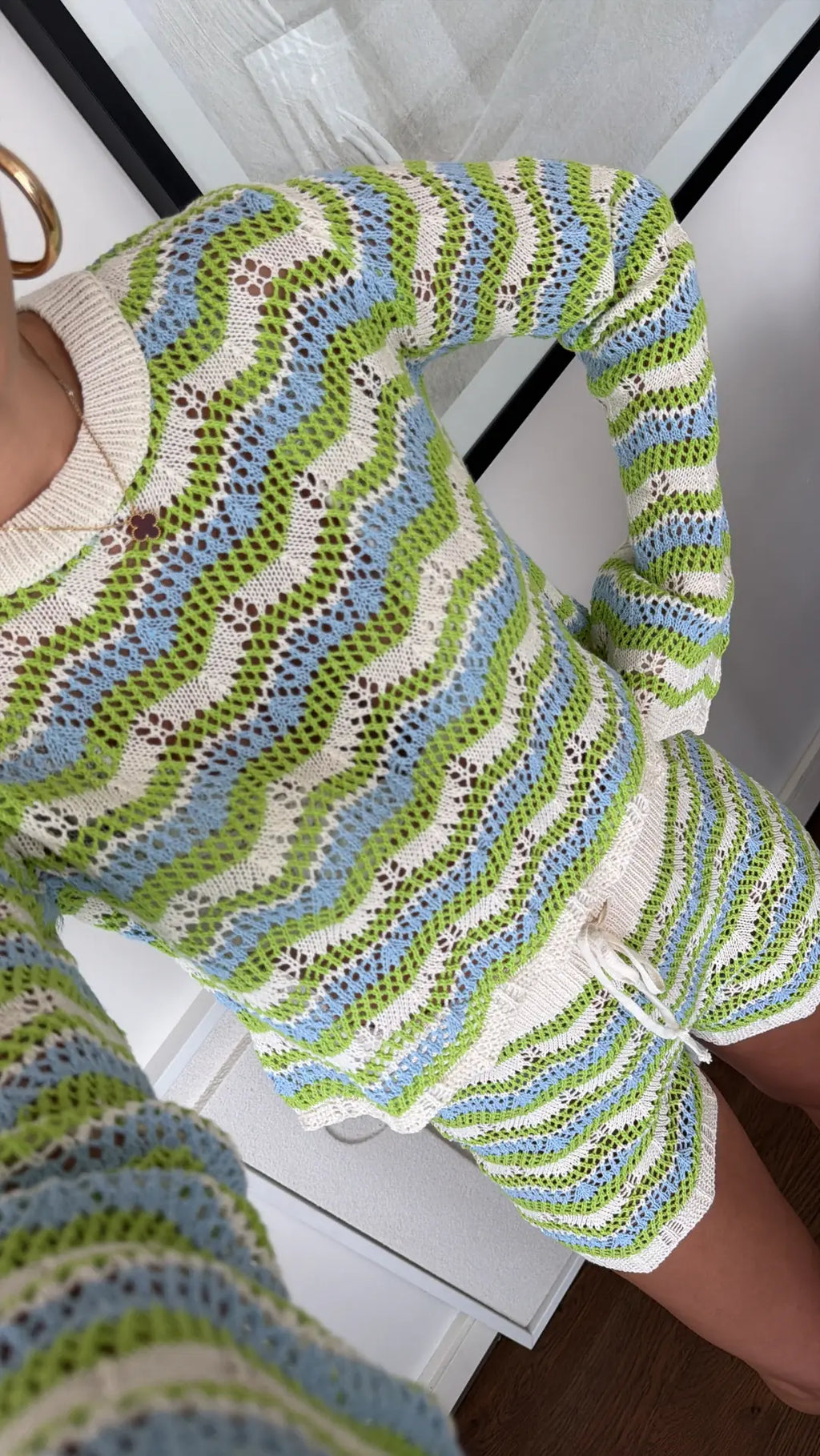 Kendall Crochet Knit Set – Green detail