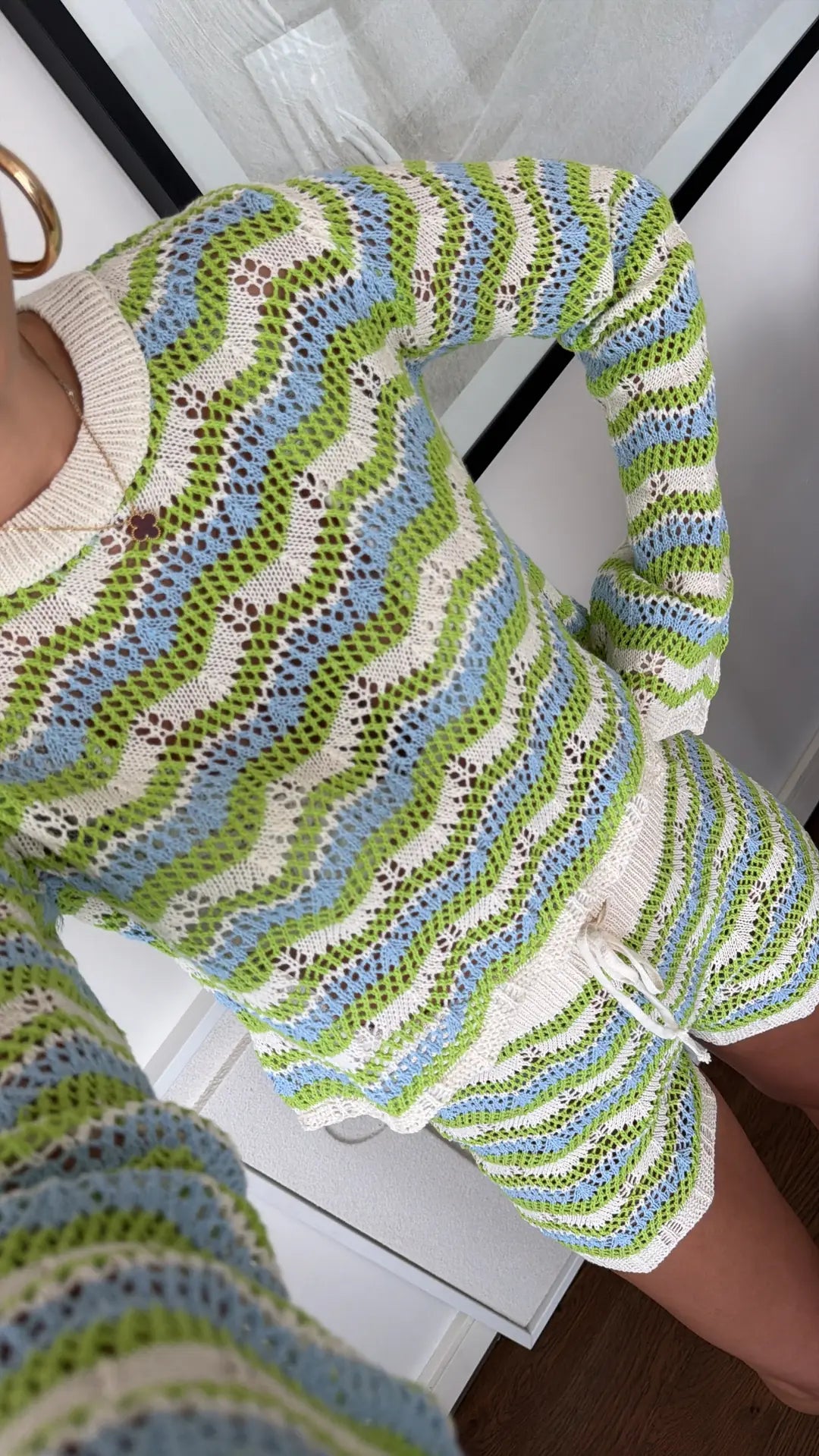 Kendall Crochet Knit Set – Green detail