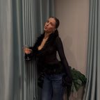 Ferryhill Faux Fur Sheer Top - Black
