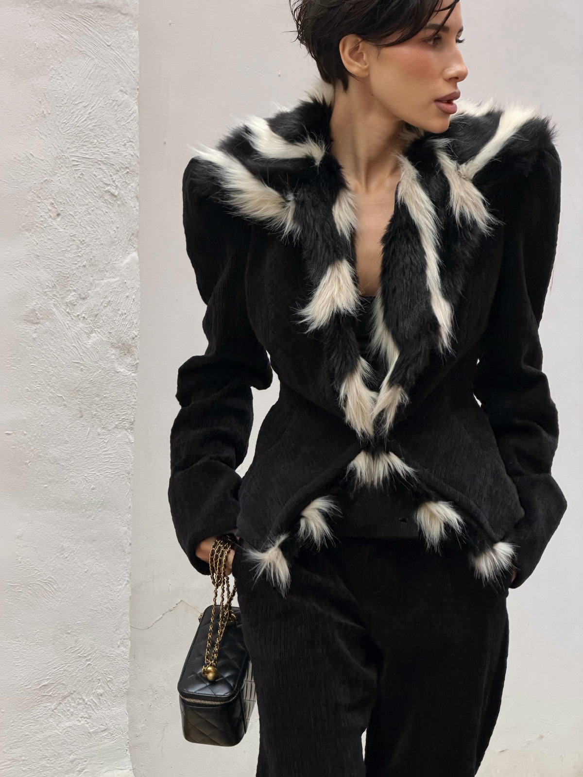 Kendall Faux Fur Trim Corduroy Jacket & Trouser Set
