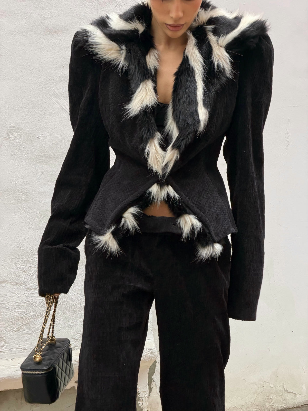 Kendall Faux Fur Trim Corduroy Jacket & Trouser Set