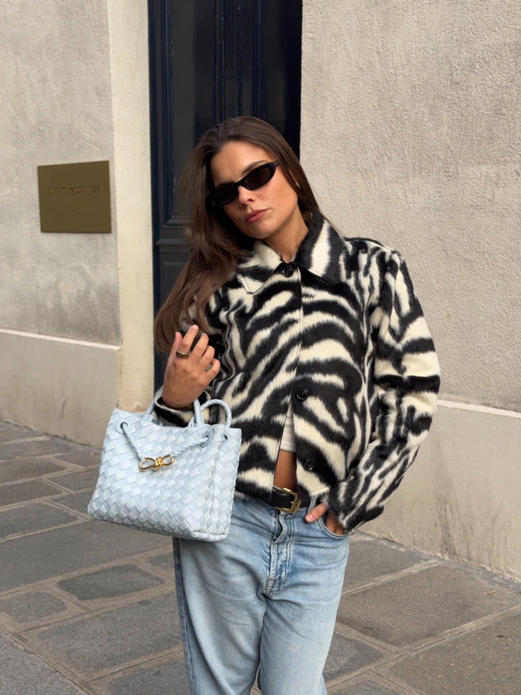 Ferryhill Zebra Faux Fur Cropped Jacket [Pre-Order]