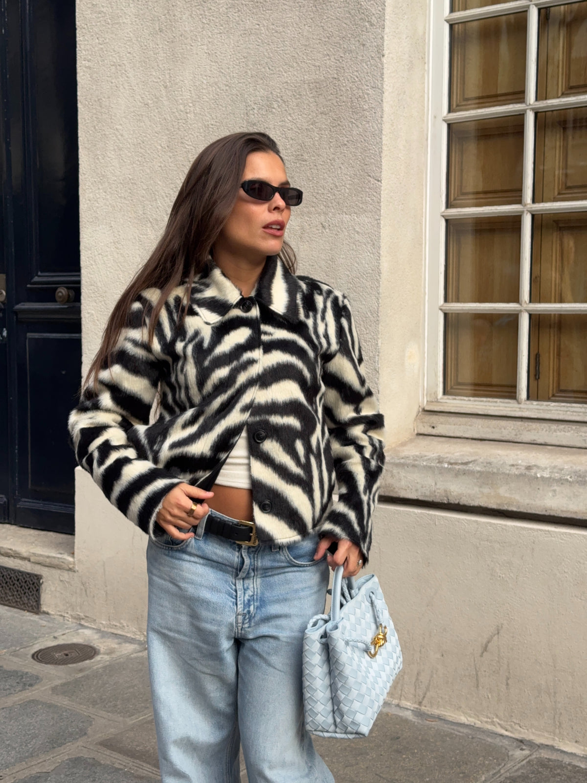 Ferryhill Zebra Faux Fur Cropped Jacket [Pre-Order]