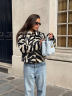 Ferryhill Zebra Faux Fur Cropped Jacket [Pre-Order]