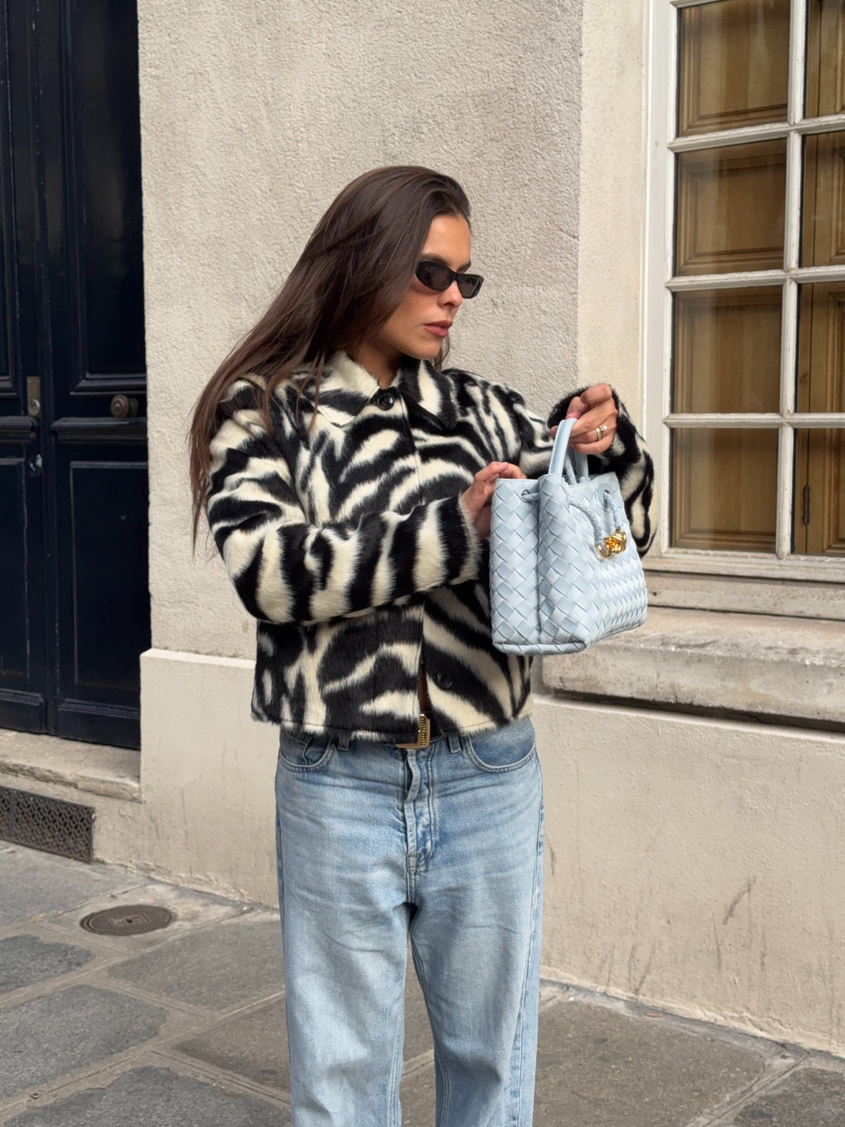 Ferryhill Zebra Faux Fur Cropped Jacket [Pre-Order]