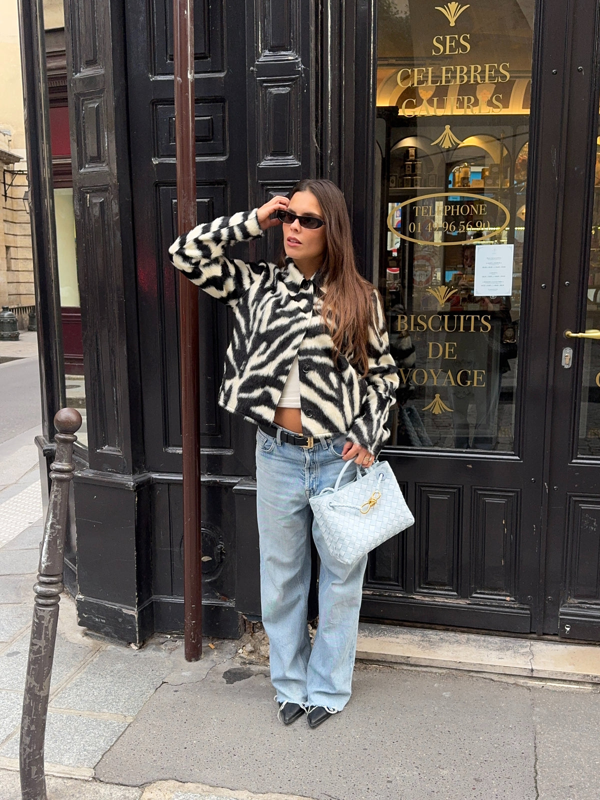 Ferryhill Zebra Faux Fur Cropped Jacket [Pre-Order]