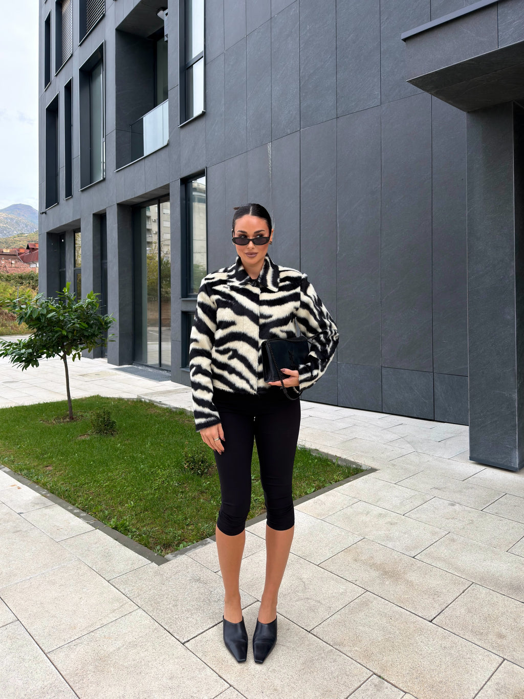 Ferryhill Zebra Faux Fur Cropped Jacket [Pre-Order]