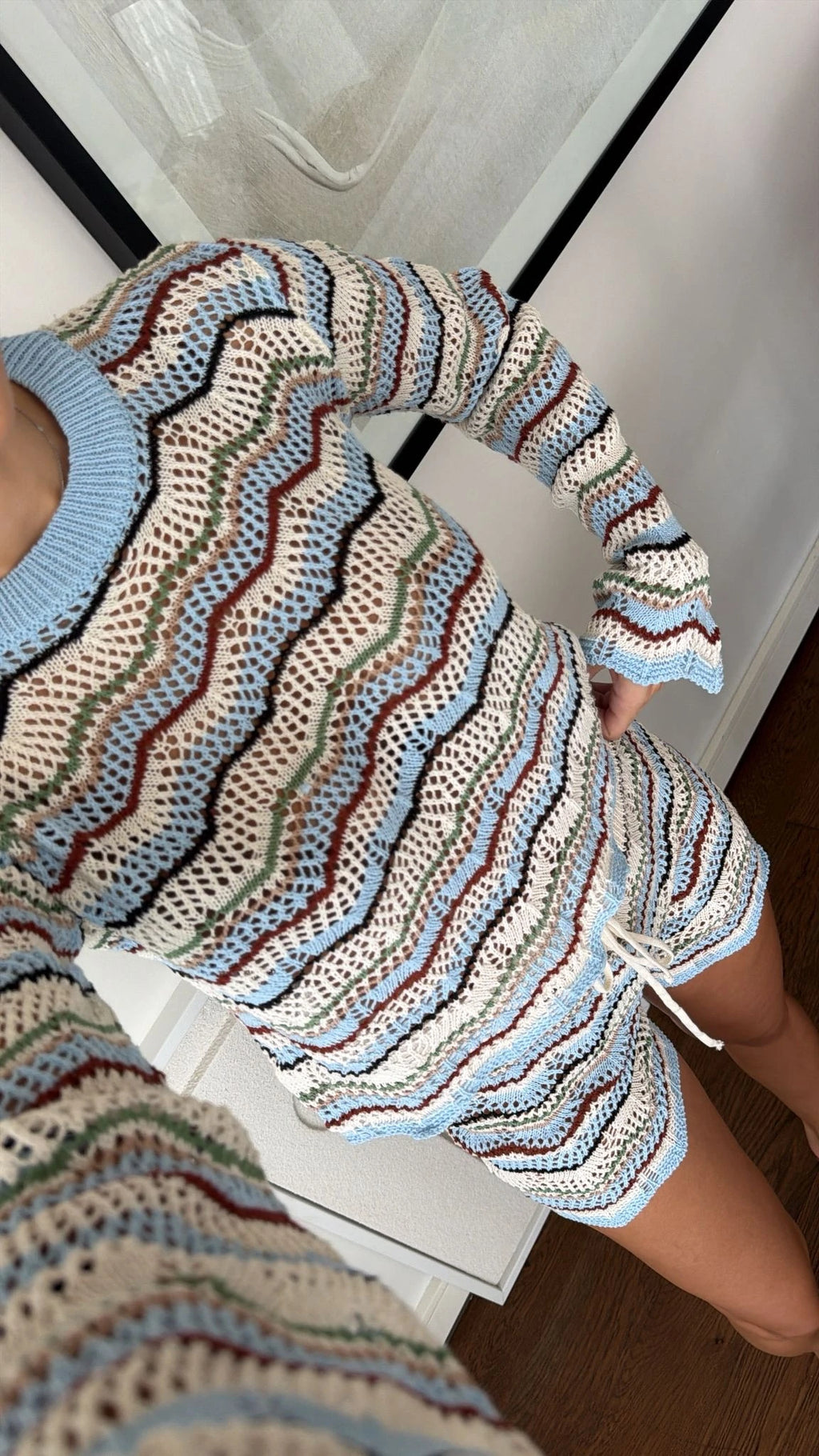 Kendall Crochet Knit Set – Baby Blue detail