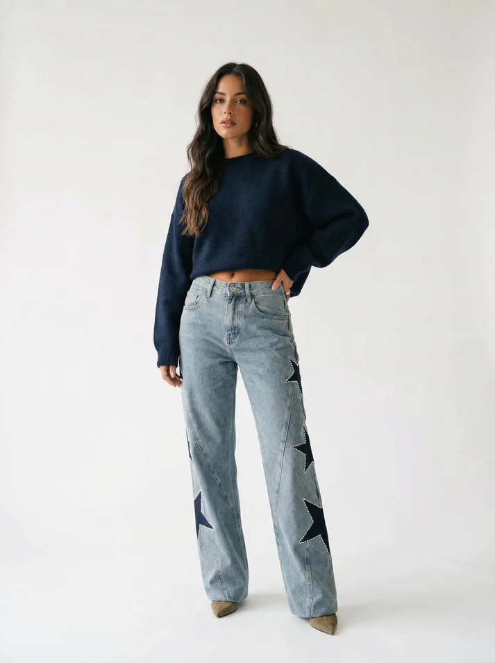 Vintage Century Wide-Leg Star Jeans