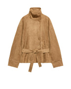 Banbury High-Neck Belted Suede Jacket