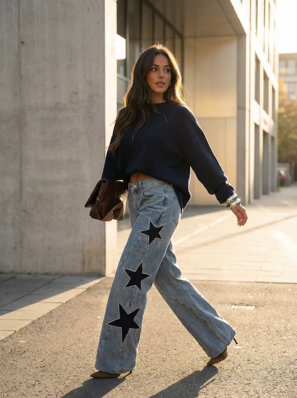 Vintage Century Wide-Leg Star Jeans