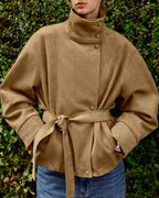 Banbury High-Neck Belted Suede Jacket