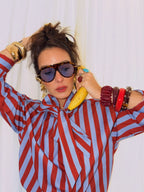 Carnival Striped Bow Blouse