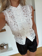 Vintage Century Mandarin Sleeveless Lace Top