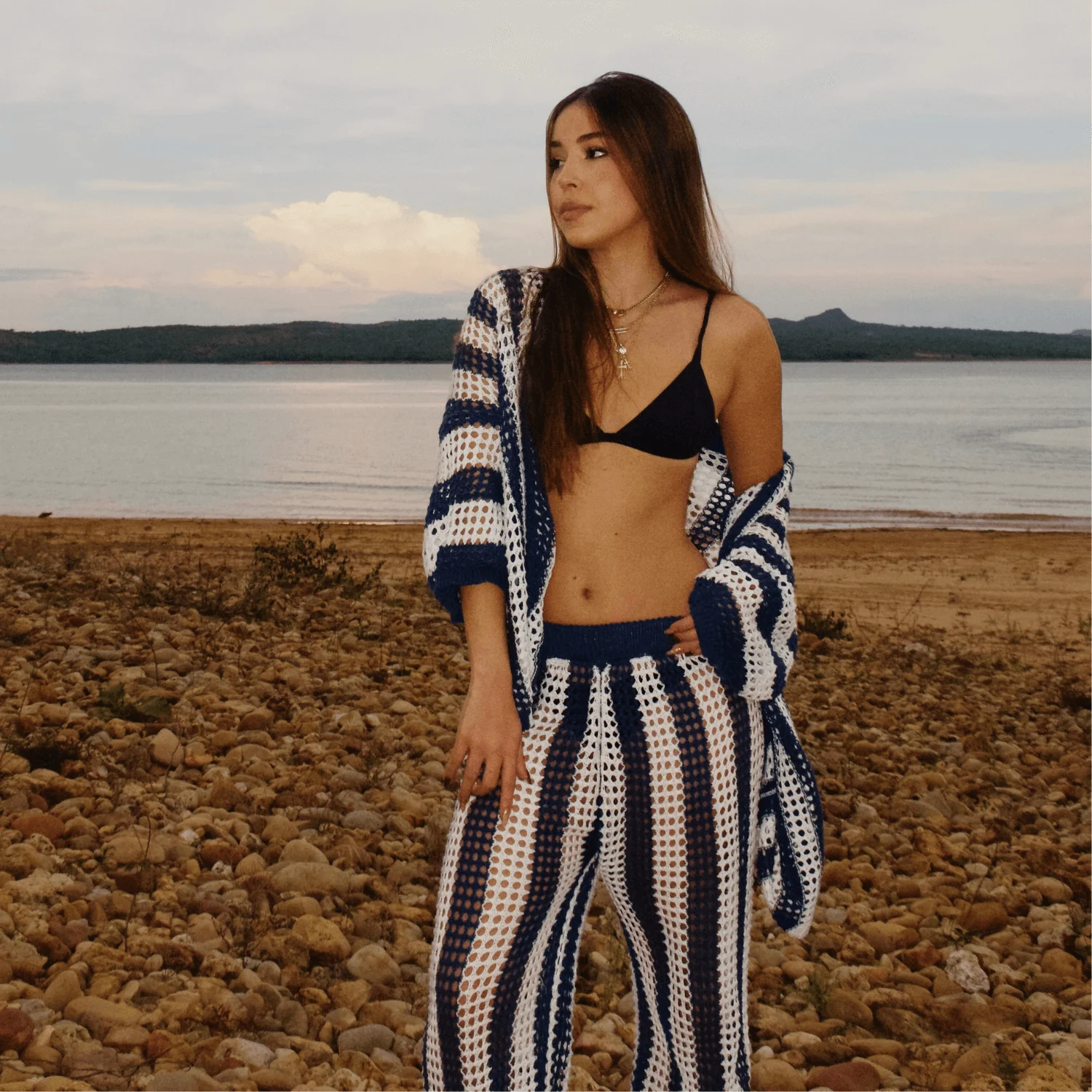 Camara Stripe Crochet Co-Ord Set