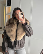 Verona Fur Lapel Leather Jacket