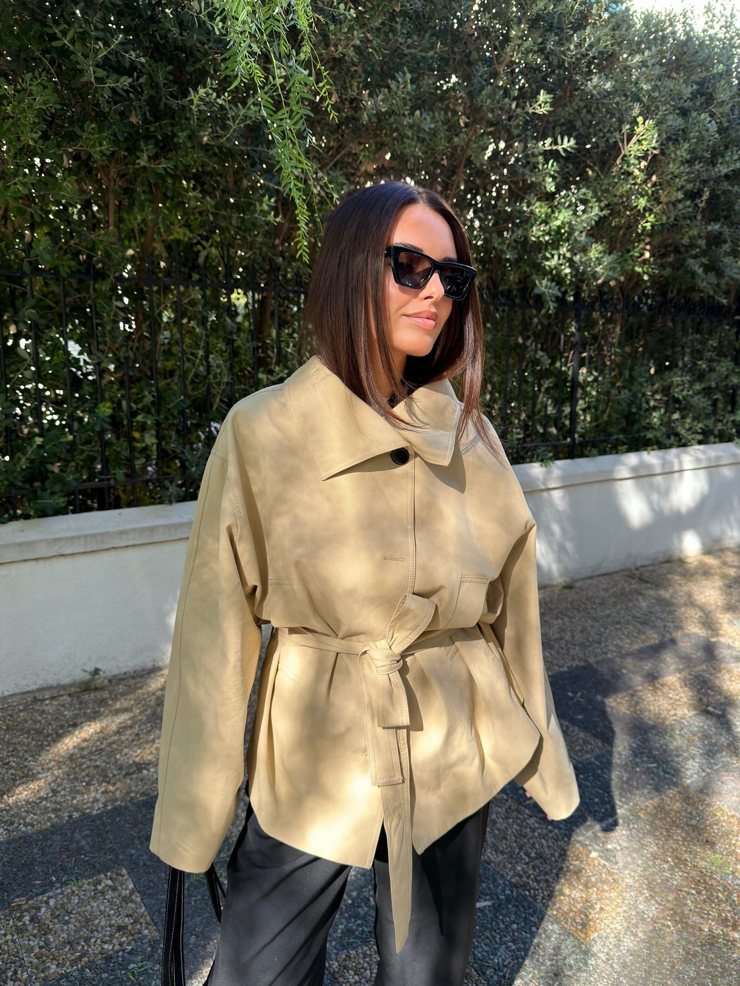 SENEE waist belt trench jacket （S） Verona Short Trench Jacket – luxevintage