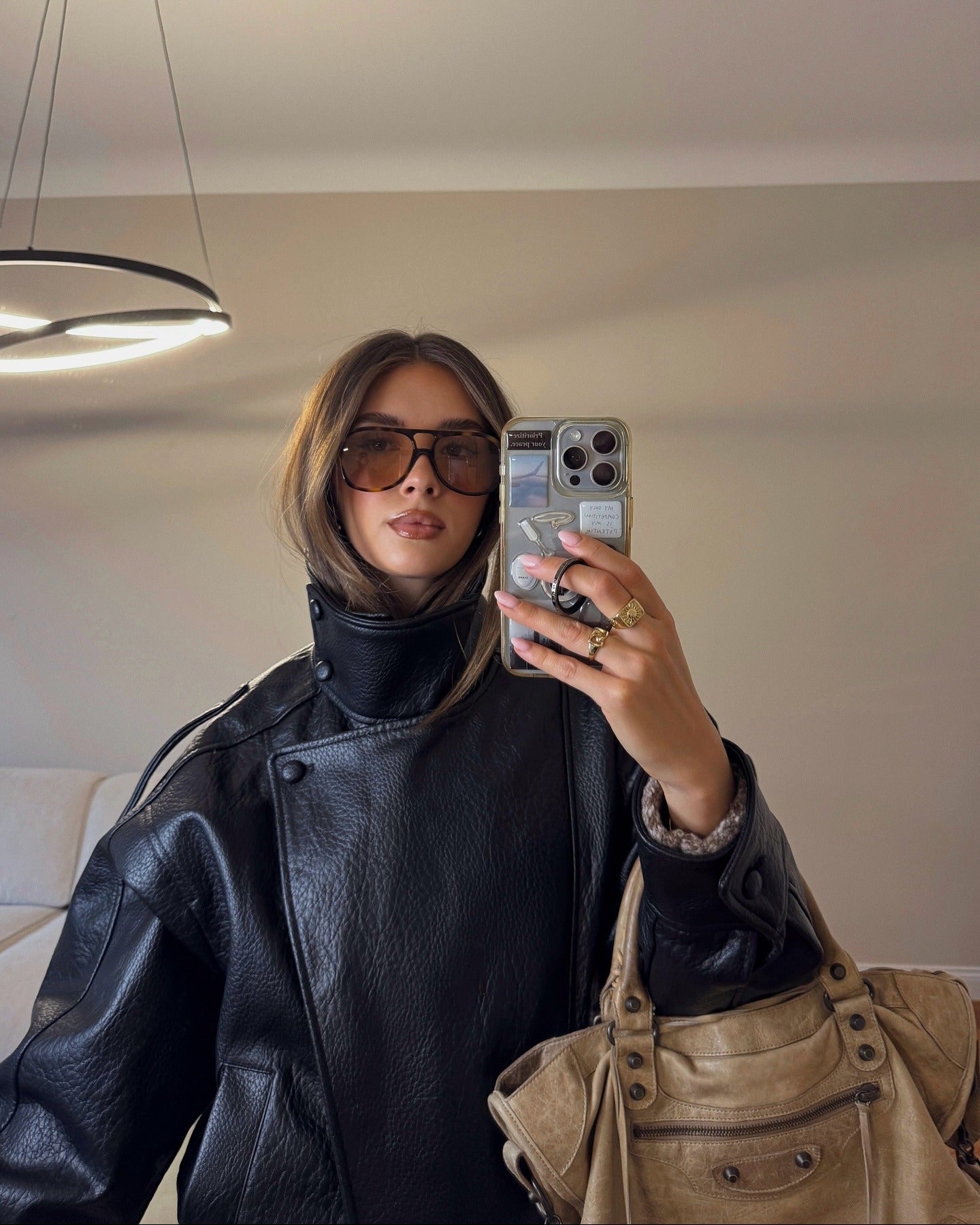 Verona High-Neck Leather Jacket