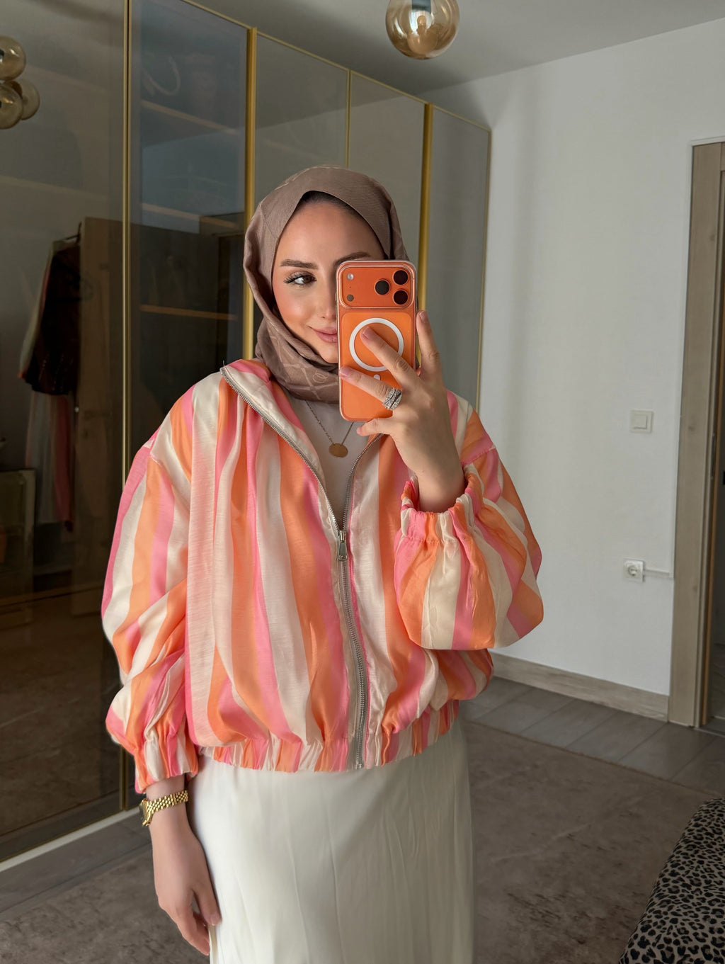 Maven Candy Jacket - striped sheer bomber