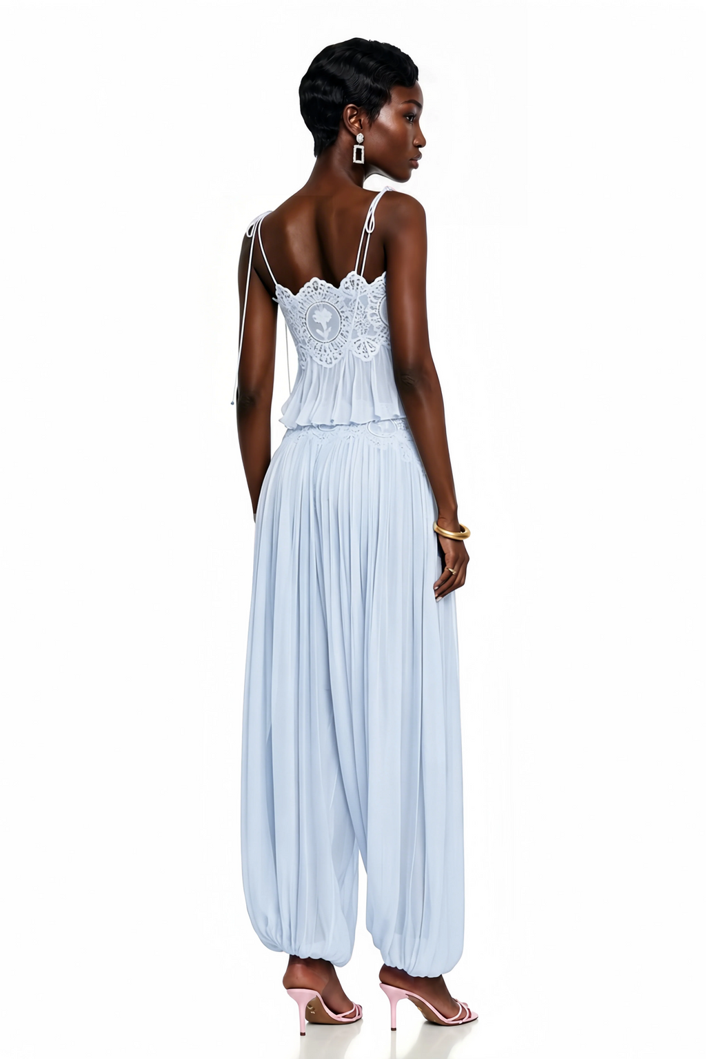 Kendall Lace Cami & Pants Chiffon Set