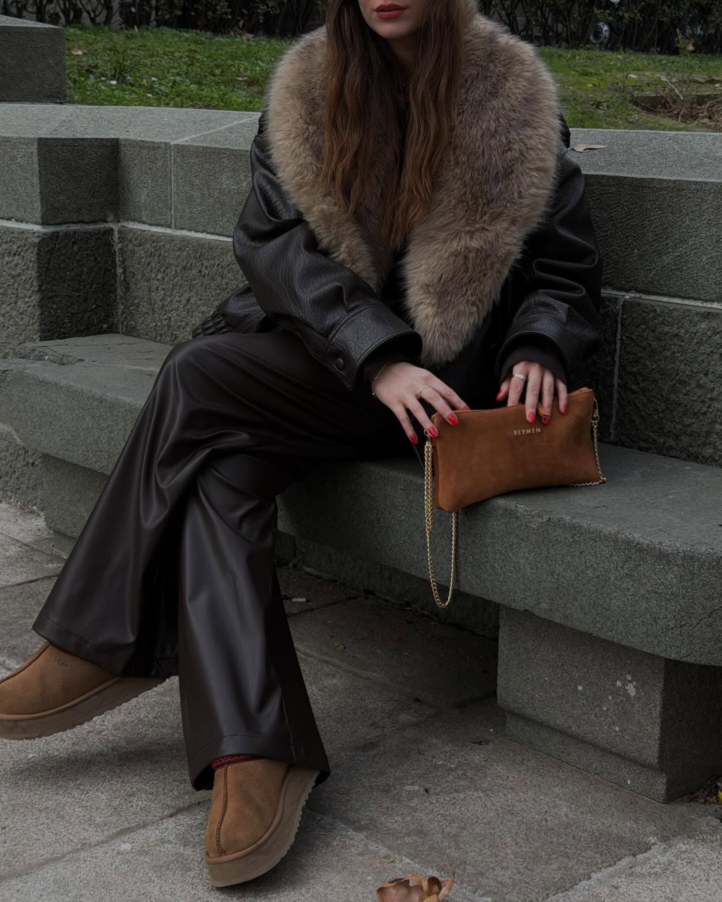 Verona Fur Lapel Leather Jacket