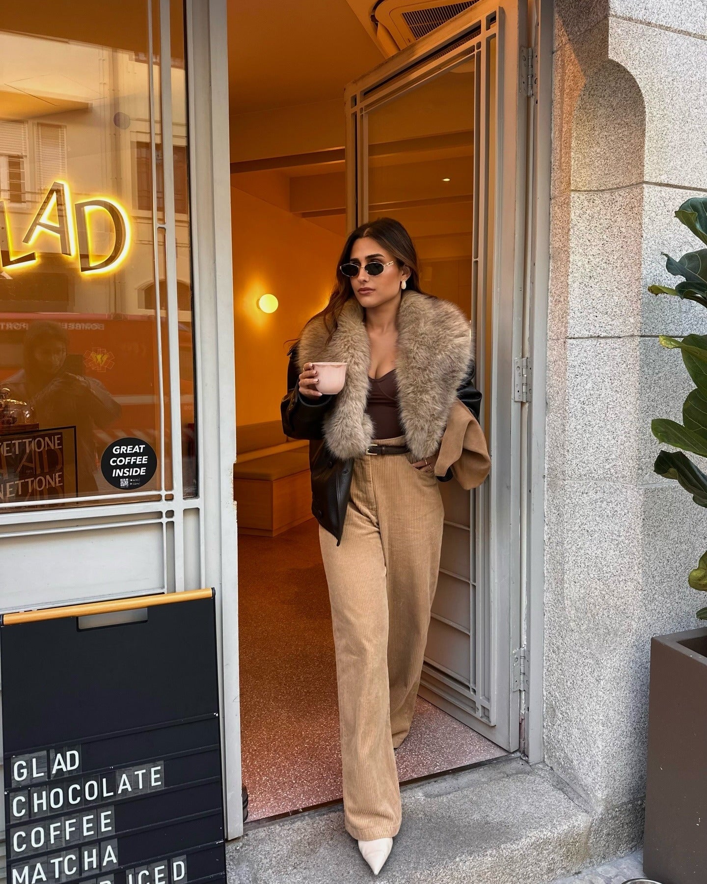 Verona Fur Lapel Leather Jacket