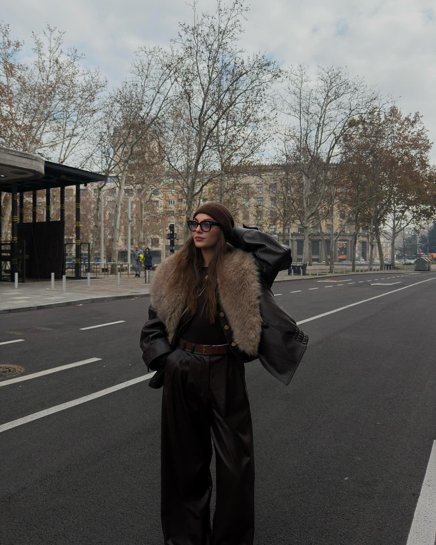 Verona Fur Lapel Leather Jacket