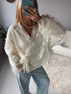 Mach & Aliza Sequin Kimono Top