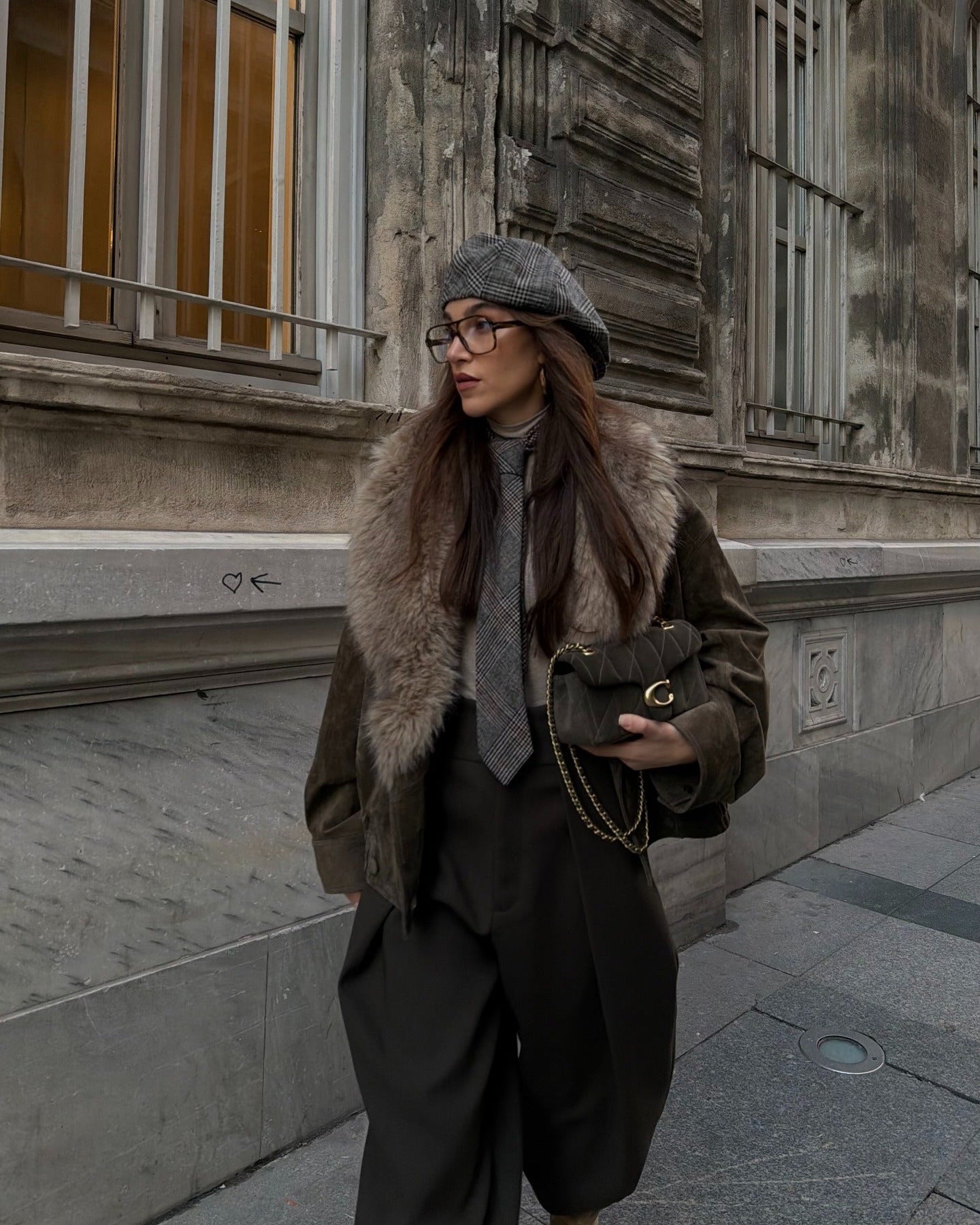 Verona Fur Lapel Leather Jacket