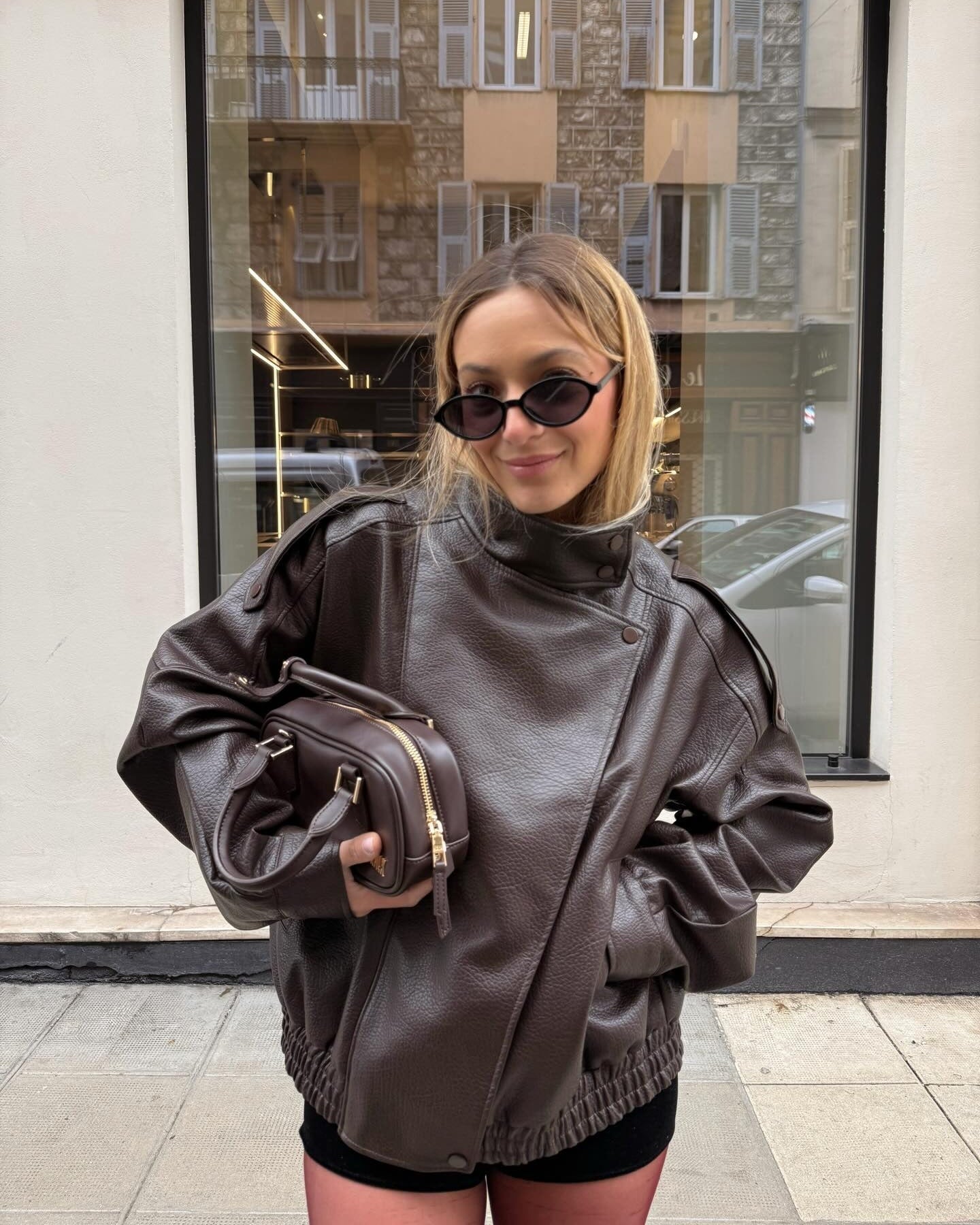 Verona High-Neck Leather Jacket – luxevintage