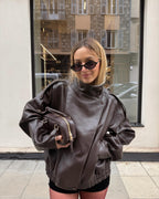 Verona High-Neck Leather Jacket