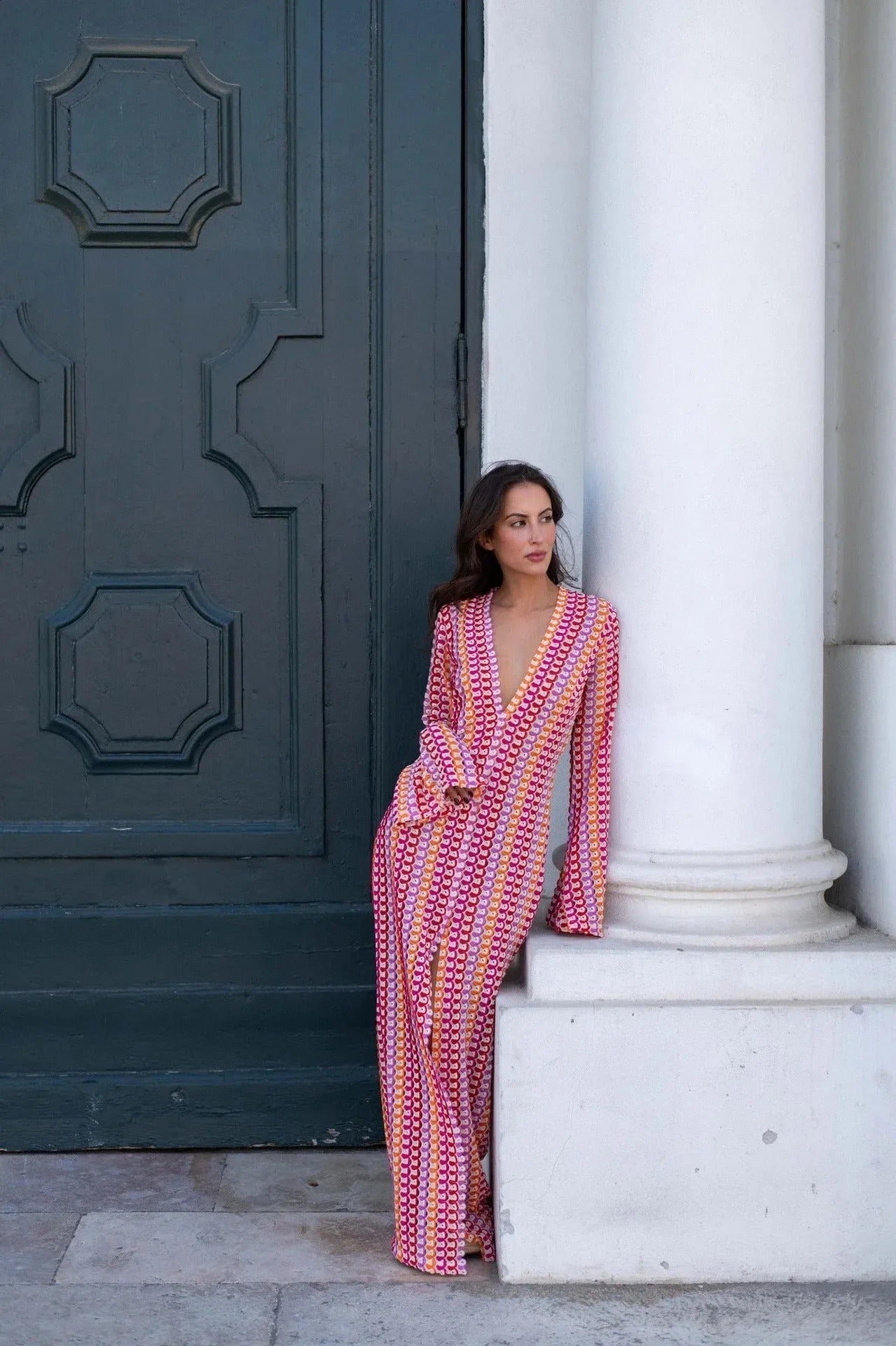 Marbelle Crochet Stripe Maxi Dress